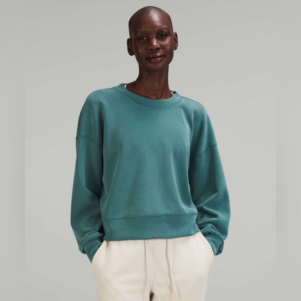 Lululemon Perfectly Oversized Cropped Crew *Green Jasper